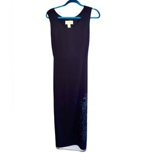 vintage y2k 90s Norton McNaughton navy Blue Chiffon overlay tie back Maxi dress